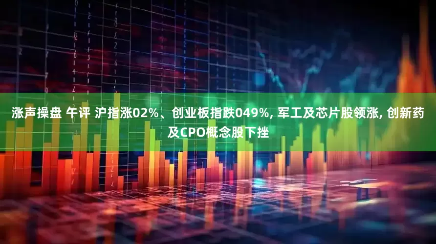 涨声操盘 午评 沪指涨02%、创业板指跌049%, 军工及芯片股领涨, 创新药及CPO概念股下挫